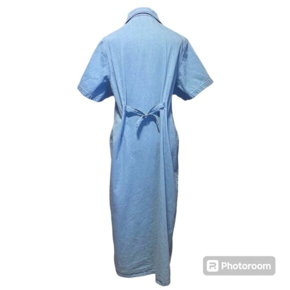 Plus Size Denim Dress Coastal Cowgirl Country Embroidered Blue Jean Button Sz 3X - Picture 5 of 15